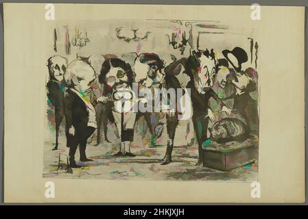 Arte ispirata a una serata parigina nel mese di giugno 1853, une soirée parisienne au mois de juin 1853, le Charivari, la Fluidomanie, Giochi fantasma, piatto 8, Honoré Daumier, francese, 1808-1879, litografia su carta da giornale, Francia, Giugno 7, 1853, immagine: 7 5/8 x 10 1/4 pollici, 19,4 x 26 cm, opere classiche modernizzate da Artotop con un tuffo di modernità. Forme, colore e valore, impatto visivo accattivante sulle emozioni artistiche attraverso la libertà delle opere d'arte in modo contemporaneo. Un messaggio senza tempo che persegue una nuova direzione selvaggiamente creativa. Artisti che si rivolgono al supporto digitale e creano l'NFT Artotop Foto Stock