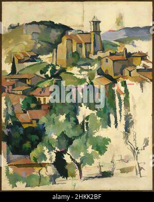 Arte ispirata dal villaggio di Gardanne, le Village de Gardanne, Paul Cézanne, francese, 1839-1906, olio e conté crayon su tela, Francia, 1885-1886, 36 1/4 x 28 13/16 in., 92,1 x 73,2 cm, 19th secolo, 19thC, chiesa, campagna, Cubismo, campagna francese, collina, case, paesaggio, Opere classiche modernizzate da Artotop con un tocco di modernità. Forme, colore e valore, impatto visivo accattivante sulle emozioni artistiche attraverso la libertà delle opere d'arte in modo contemporaneo. Un messaggio senza tempo che persegue una nuova direzione selvaggiamente creativa. Artisti che si rivolgono al supporto digitale e creano l'NFT Artotop Foto Stock