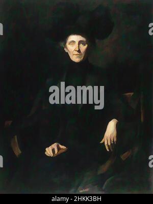 Arte ispirata da Lady in Black, Emil Fuchs, americana, nata Austria, 1866-1929, Olio su tela, Stati Uniti, 1901, 46 15/16 x 36 15/16 pollici, 119,2 x 93,8 cm, American Art, nero, scuro, viso, piume, pezza, mani, cappello, pittura, Ritratto, seduta, donna, opere classiche modernizzate da Artotop con un tuffo di modernità. Forme, colore e valore, impatto visivo accattivante sulle emozioni artistiche attraverso la libertà delle opere d'arte in modo contemporaneo. Un messaggio senza tempo che persegue una nuova direzione selvaggiamente creativa. Artisti che si rivolgono al supporto digitale e creano l'NFT Artotop Foto Stock