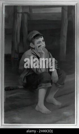 Arte ispirata da Sested Boy Smoking a Cigar, John George Brown, americano, nato Inghilterra, 1831-1913, Olio su tela, 1867, 11 3/4 x 6 15/16 pollici, 29,9 x 17,7 cm, opere classiche modernizzate da Artotop con un tocco di modernità. Forme, colore e valore, impatto visivo accattivante sulle emozioni artistiche attraverso la libertà delle opere d'arte in modo contemporaneo. Un messaggio senza tempo che persegue una nuova direzione selvaggiamente creativa. Artisti che si rivolgono al supporto digitale e creano l'NFT Artotop Foto Stock