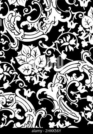 disegno vettoriale bianco e nero ornamentale Foto Stock