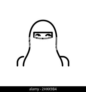 Donna che indossa un niqab. Icona Avatar tratto modificabile pixel Perfect Illustrazione Vettoriale
