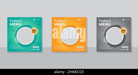 Food menu banner social media post Illustrazione Vettoriale