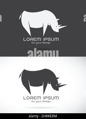 Immagine vettoriale di un disegno rinoceronte su sfondo bianco e nero, Logo, illustrazione vettoriale facilmente modificabile. Illustrazione Vettoriale