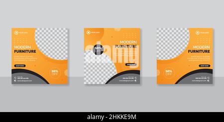 Modern Furniture social media post templates Illustrazione Vettoriale