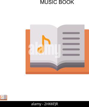 Icona vettoriale semplice del libro di musica. Modello di disegno del simbolo di illustrazione per l'elemento dell'interfaccia utente mobile Web. Illustrazione Vettoriale