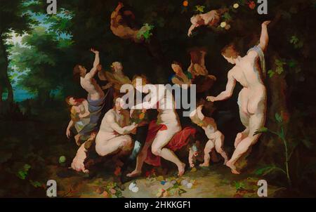 Arte ispirata da Ninfe riempire la cornucopia, Jan Brueghel de Oude, Peter Paul Rubens, c.. 1615, opere classiche modernizzate da Artotop con un tuffo di modernità. Forme, colore e valore, impatto visivo accattivante sulle emozioni artistiche attraverso la libertà delle opere d'arte in modo contemporaneo. Un messaggio senza tempo che persegue una nuova direzione selvaggiamente creativa. Artisti che si rivolgono al supporto digitale e creano l'NFT Artotop Foto Stock