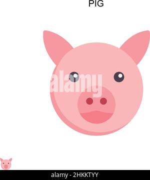 PIG semplice vettore icona. Modello di disegno del simbolo di illustrazione per l'elemento dell'interfaccia utente mobile Web. Illustrazione Vettoriale