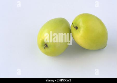 16 dicembre 2021 frutta Ziziphus mauritiana, conosciuta anche come Ber, mela cinese, Jujube, susina indiana e Masau è una specie tropicale di albero di frutta jubo indiano. Foto Stock