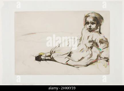 Arte ispirata da Bibi Valentin, James A. McNeill Whistler, americano, 1834-1903, 1859, incisione e punto secco su conchine collé, made in Paris, France, Europe, stampe, immagine: 6" x 8 7/8" (15,2 x 22,5 cm, opere classiche modernizzate da Artotop con un tuffo di modernità. Forme, colore e valore, impatto visivo accattivante sulle emozioni artistiche attraverso la libertà delle opere d'arte in modo contemporaneo. Un messaggio senza tempo che persegue una nuova direzione selvaggiamente creativa. Artisti che si rivolgono al supporto digitale e creano l'NFT Artotop Foto Stock