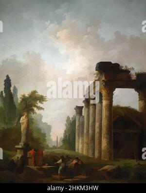 Arte ispirata dalla rovina, Hubert Robert, francese, 1733-1808, 1789, Olio su tela, made in France, Europe, dipinti, 95 5/8 x 77 poll. (242,9 x 195,6 cm, opere classiche modernizzate da Artotop con un tuffo di modernità. Forme, colore e valore, impatto visivo accattivante sulle emozioni artistiche attraverso la libertà delle opere d'arte in modo contemporaneo. Un messaggio senza tempo che persegue una nuova direzione selvaggiamente creativa. Artisti che si rivolgono al supporto digitale e creano l'NFT Artotop Foto Stock