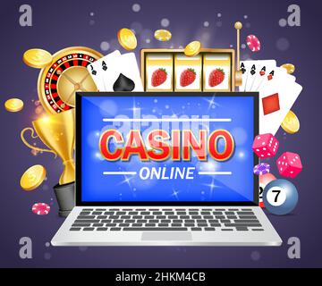 Modello di design banner vettoriale per il casino online Illustrazione Vettoriale