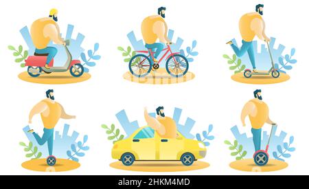 Trasporto urbano per noleggio vettore isolato illustrazione Illustrazione Vettoriale