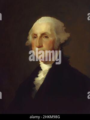 Arte ispirata da George Washington, Gilbert Stuart, americano, 1755-1828, ca. 1820, Olio su pannello, fabbricato a Boston, Massachusetts, Stati Uniti, Nord e America Centrale, dipinti, 27 x 21 3/4 pollici (68,6 x 55,2 cm, opere classiche modernizzate da Artotop con un tuffo di modernità. Forme, colore e valore, impatto visivo accattivante sulle emozioni artistiche attraverso la libertà delle opere d'arte in modo contemporaneo. Un messaggio senza tempo che persegue una nuova direzione selvaggiamente creativa. Artisti che si rivolgono al supporto digitale e creano l'NFT Artotop Foto Stock