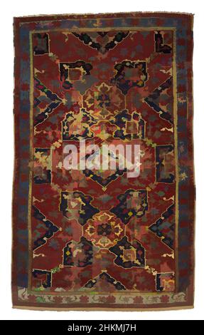 Arte ispirata da Ushak Carpet quatrefoil, periodo ottomano, 1281-1924, fine 16th-inizio 17th secolo, lana, made in Anatolia, Turchia, Asia, Rivestimenti e rivestimenti, tessuti, 132 x 78 poll. (335,3 x 198,1 cm, opere classiche modernizzate da Artotop con un tuffo di modernità. Forme, colore e valore, impatto visivo accattivante sulle emozioni artistiche attraverso la libertà delle opere d'arte in modo contemporaneo. Un messaggio senza tempo che persegue una nuova direzione selvaggiamente creativa. Artisti che si rivolgono al supporto digitale e creano l'NFT Artotop Foto Stock