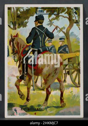 Arte ispirata dall'Esercito Giapponese: Manovre di artiglieria (Armée japonaise: Artillerie de Campagne: Tenue de Manage), Francese, G. Nero, c.1900, carta commerciale: Litografia a colori e inchiostro su cartoncino, Made in France, Europe, stampe, foglio: 3 15/16 x 2 3/4 in. (10 x 7 cm, opere classiche modernizzate da Artotop con un tuffo di modernità. Forme, colore e valore, impatto visivo accattivante sulle emozioni artistiche attraverso la libertà delle opere d'arte in modo contemporaneo. Un messaggio senza tempo che persegue una nuova direzione selvaggiamente creativa. Artisti che si rivolgono al supporto digitale e creano l'NFT Artotop Foto Stock