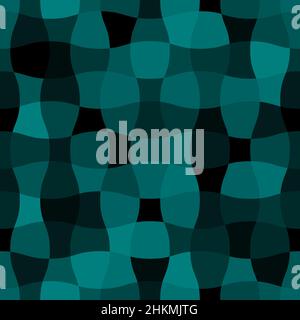 Motivo a scacchi distorto nei mezzitoni di colore verde scuro. Pattern vettoriale senza giunture Illustrazione Vettoriale