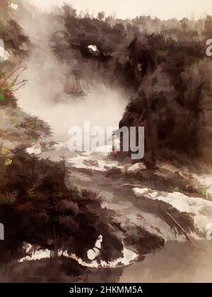 Arte ispirata da Witches Cauldron - vicino a Lofley’s - vicino a Taupo, studio Burton Brothers, studio fotografico, 1880s, Dunedin, Fotografia, opere classiche modernizzate da Artotop con un tuffo di modernità. Forme, colore e valore, impatto visivo accattivante sulle emozioni artistiche attraverso la libertà delle opere d'arte in modo contemporaneo. Un messaggio senza tempo che persegue una nuova direzione selvaggiamente creativa. Artisti che si rivolgono al supporto digitale e creano l'NFT Artotop Foto Stock