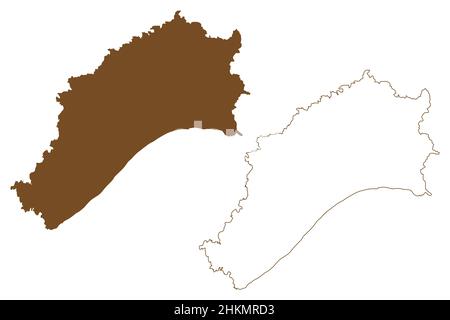 Isola di Porto Santo (arcipelago di Madeira, Portogallo, Repubblica Portoghese) mappa illustrazione vettoriale, schizza schizzo Ilha la mappa dell'Isola d'Oro Illustrazione Vettoriale
