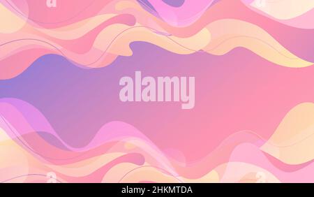 Poster di flusso moderno e colorato. Vernice a forma di liquido a onda. Spostamento di linee semplici. Illustrazione Vettoriale