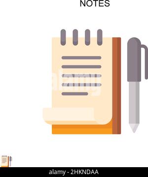 Note icona vettore semplice. Modello di disegno del simbolo di illustrazione per l'elemento dell'interfaccia utente mobile Web. Illustrazione Vettoriale