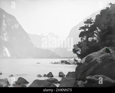 Arte ispirata da Head of Milford Sound, da Sinbad Gully, studio Burton Brothers, studio di fotografia, Nuova Zelanda, Processo a piastra asciutta in gelatina, opere classiche modernizzate da Artotop con un tuffo di modernità. Forme, colore e valore, impatto visivo accattivante sulle emozioni artistiche attraverso la libertà delle opere d'arte in modo contemporaneo. Un messaggio senza tempo che persegue una nuova direzione selvaggiamente creativa. Artisti che si rivolgono al supporto digitale e creano l'NFT Artotop Foto Stock