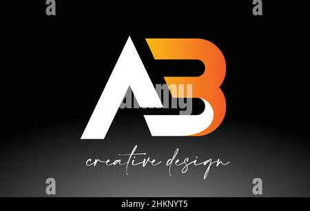 AB Letter Logo con White Golden Colors e minimal Design icona Illustrazione vettoriale Illustrazione Vettoriale
