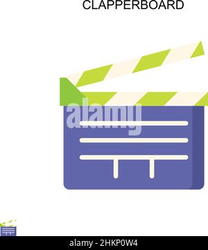Icona vettore semplice clapperboard. Modello di disegno del simbolo di illustrazione per l'elemento dell'interfaccia utente mobile Web. Illustrazione Vettoriale
