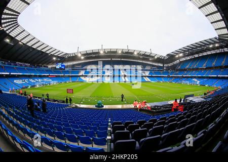 Manchester, Regno Unito. 05th Feb 2022. Interior view of the Etihad Stadium Credit: News Images /Alamy Live News Foto Stock