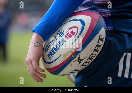 Londra, Regno Unito. 05th Feb 2022. Londra, Inghilterra, Feb 05th 2022: Gilbert rugby ball durante la partita Allianz Premier 15s tra Harlequins Women e Saracens Women a Twickenham Stoop, Londra, Inghilterra. Marcelo Poletto/SPP Credit: SPP Sport Press Photo. /Alamy Live News Foto Stock