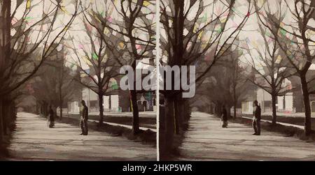 Arte ispirata da Christchurch Street, Avenue of Trees, studio Burton Brothers, studio fotografico, 1880s, Christchurch, fotografia in bianco e nero, opere classiche modernizzate da Artotop con un tuffo di modernità. Forme, colore e valore, impatto visivo accattivante sulle emozioni artistiche attraverso la libertà delle opere d'arte in modo contemporaneo. Un messaggio senza tempo che persegue una nuova direzione selvaggiamente creativa. Artisti che si rivolgono al supporto digitale e creano l'NFT Artotop Foto Stock