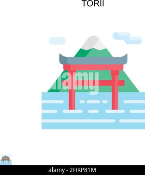 Icona vettore semplice Torii. Modello di disegno del simbolo di illustrazione per l'elemento dell'interfaccia utente mobile Web. Illustrazione Vettoriale