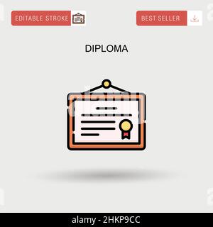 Diploma semplice vettore icona. Illustrazione Vettoriale