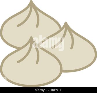 Disegno dell'icona del contorno pieno in gnocchi Vector Illustrazione Vettoriale