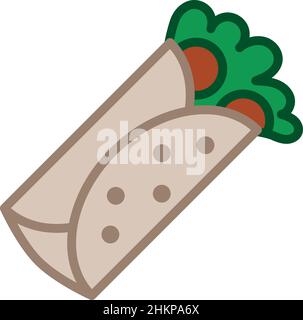 Burrito riempito contorno icona vettore Illustrazione Vettoriale