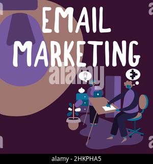 Testo di scrittura marketing e-mail. Concetto significa inviare un messaggio commerciale a un gruppo di mostrare usando mail Partners condividere nuove idee per abilità Foto Stock