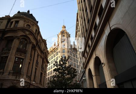 Vecchio palazzo di Santiago su Nueva York Street, Cile Foto Stock