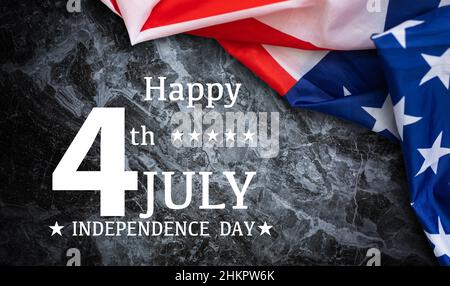 Banner Happy Presidents Day con 4th di luglio, bandiere americane. USA Independence Day, American Labor Day, Memorial Day, US election Concept. Foto Stock