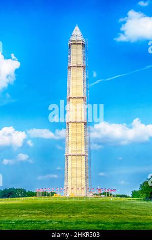 L'iconico monumento di Washington, uno dei principali luoghi di interesse di Washington DC, Stati Uniti d'America Foto Stock