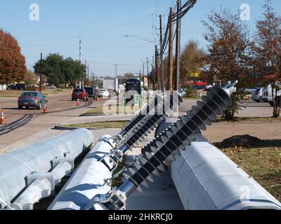 La crescita a North Dallas tende strade, servizio cellulare, nuovi alloggi. Grandi vincitori di costruzioni, arte e ricreazione. Foto Stock
