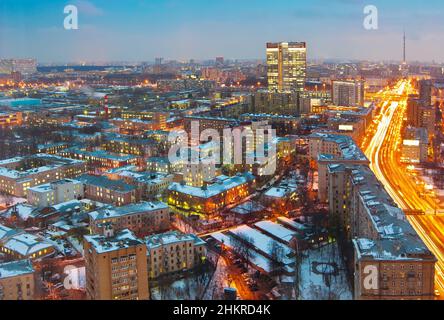 Mosca. Una mattinata invernale gelida. Vista dall'alto Foto Stock