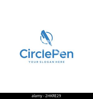 Design minimalista con logo blu stilografico CircleyPen Illustrazione Vettoriale