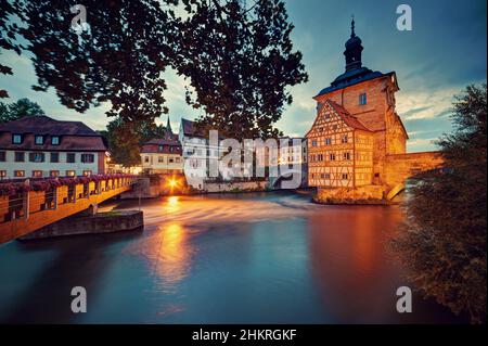 Vecchio municipio (Altes Rathaus) a Bamberg, Baviera, Germania Foto Stock