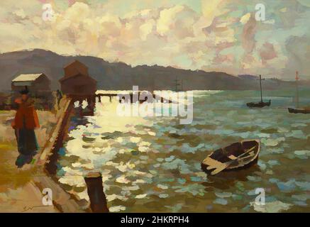 Arte ispirata da Wellington Harbour, James Nairn, artista, 1894, Wellington, Wellington Harbour fu un soggetto preferito dall'artista James M Nairn, uno che esplorò ripetutamente dal 1891after si stabilì a Wellington. Uno dei suoi interessi primari era quello degli effetti della luce sulla, opere classiche modernizzate da Artotop con un tuffo di modernità. Forme, colore e valore, impatto visivo accattivante sulle emozioni artistiche attraverso la libertà delle opere d'arte in modo contemporaneo. Un messaggio senza tempo che persegue una nuova direzione selvaggiamente creativa. Artisti che si rivolgono al supporto digitale e creano l'NFT Artotop Foto Stock