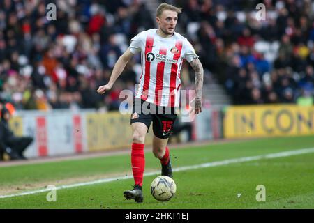 SUNDERLAND, REGNO UNITO. FEBBRAIO 5th Carl Winchester di Sunderland durante la partita della Sky Bet League 1 tra Sunderland e Doncaster Rovers allo Stadium of Light di Sunderland sabato 5th febbraio 2022. (Credit: Michael driver | MI News) Credit: MI News & Sport /Alamy Live News Foto Stock