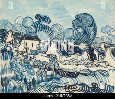 Il paesaggio con Case di Vincent Van Gogh, acquerelli 1890. Museo Van Gogh ad Amsterdam, Paesi Bassi Foto Stock