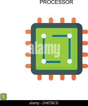Icona vettore semplice del processore. Modello di disegno del simbolo di illustrazione per l'elemento dell'interfaccia utente mobile Web. Illustrazione Vettoriale
