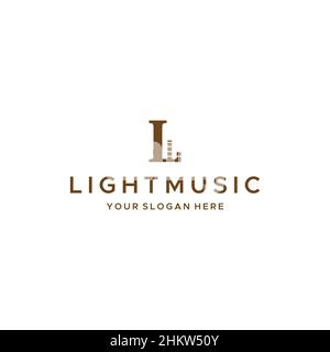 design del logo flat Letter Mark Initial L LIGHT MUSIC Illustrazione Vettoriale