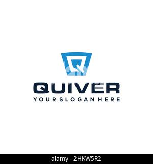 Design minimalista con logo Q QUIVER iniziale Illustrazione Vettoriale