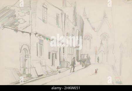 Arte ispirata dalla vista di una strada a Middelburg, Paesi Bassi. In lontananza probabilmente una chiesa. Disegno Vista di una strada a Middelburg Paesi Bassi, opere classiche modernizzate da Artotop con un tuffo di modernità. Forme, colore e valore, impatto visivo accattivante sulle emozioni artistiche attraverso la libertà delle opere d'arte in modo contemporaneo. Un messaggio senza tempo che persegue una nuova direzione selvaggiamente creativa. Artisti che si rivolgono al supporto digitale e creano l'NFT Artotop Foto Stock